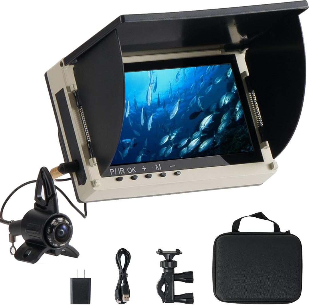 Fish Finder & Underwater Camera: 6'' HD 1080P Waterproof Ice Fishing Camera with MonitorPortable Fish Finders for Ice/Lake FishingDepth Finder for Boat/Kayak & Murky Under Water