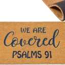 Accssoey Welcome Door Mat, Door Outdoor Entry We are Covered Psalms 91 Doormat Non Slip Rubber Mat for Home Indoor Farmhouse Funny Kitchen Rugs Patio Full Brown 30"x18"