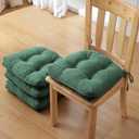 IPYNBAP Chair Cushions for Dining Chairs Set of 4, Kitchen Chair Cushions, Chair Pads with Ties Non Slip Backing, Christmas Room Decor, Tufted Memory Foam Seat Cushion 4 Pack, 15.5x15.5x4, Dark Green