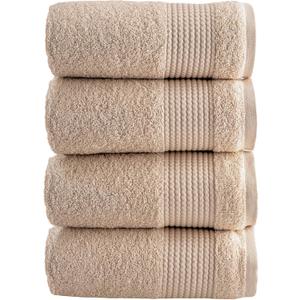 HALLEY Turkish Cotton Towels (Pack of 4) Hand Towels Super Soft Highly Absorbent 100% Cotton Towels for Bathroom and Kitchen for Mothers Day (Tan)