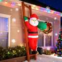 8FT Santa Claus Climbing on Ladder Christmas Decoration with Built-in LED Lights, Christmas Outdoor Inflatable Decoration for Lawn, Yard, Garden, Patio