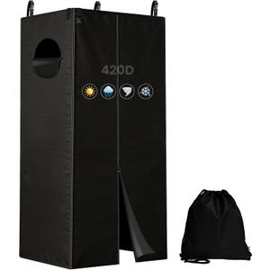 Boat Privacy Tent for Pontoon, 420D Waterproof Boat Changing Room Curtain with Storage Bag, Hanging Shower & Potty Enclosure Under Bimini Top, 27" W x 30" D x 72"-84" H