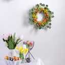 Carrot Wreath for Front Door Decorative Easter Wreath with Carrots Eucalyptus Leaves and Berries Spring Decorations Easter Door Wreath for Home Party Easter Gifts Celebrations