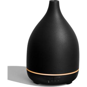 InnoGear Oil Diffuser, 300ML Ceramic Diffuser for Essential Oils Handcrafted Aromatherapy Diffuser Ultrasonic Cool Mist Humidifier with 4 Timers Waterless Auto Off for Room Office, Black (Large)