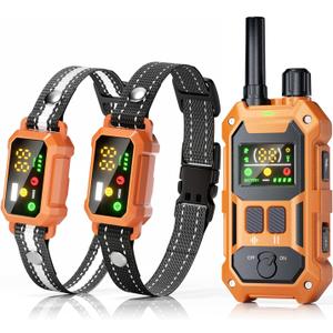 BLACKDOG Military Dog Shock Collar 2 Dogs (5-150lbs) - 4200ft Dog Training Collar with Remote, 4 Training Modes, Flashlight&Strobe, 90-day Battery, IP67 Waterproof Dog E Collar for All Breeds (Orange)