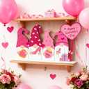 Galentines Day & Valentines Day Decorations Reversible Table Centerpiece Sign Wooden Gnome Decor for Home Office Mantle Desk Indoor Party Tiered Tray Kitchen Decor