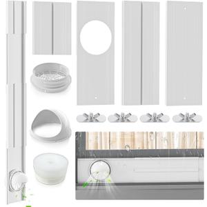 Insputer Portable ac Window Vent Kit with Coupler, New Adjustable Air Conditioner Window Seal Kit for Sliding Window, Fit for AC with 5.9 & 5.1 Inch Diameter Exhaust Hose(3 Pcs)