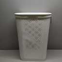 Mind Reader 60L Slim Laundry Hamper, Clothes Basket, Lid, Linen Design, Plastic, 18.25L x 14.25W x 23.5H, White