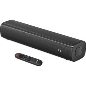 Wohome 2.1ch Small Sound Bars for TV with 6 Levels Voice Enhancement, Built-in Subwoofer, 16 Inches Bluetooth 5.3 Soundbar Speakers with Optical/AUX/USB Connection, S100 (Bright Black)