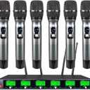 Wireless Microphone System 6 Channel Microphones Pro UHF 6 Handheld Karaoke DJ Karaoke System 6 Whole Metal Karaoke System Church Speaking Conference Wedding Party