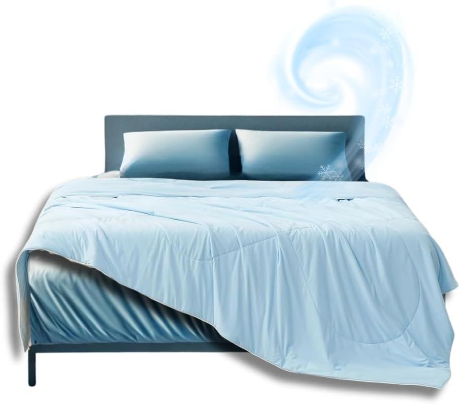 Continental Bedding Arctic Dreams Blue Cooling Comforter Duvet Breathable & Soft Polyester/Nylon Fabric - California King Size 108 Inch x 96 Inch