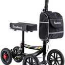  Knee Scooter, 300lbs Capacity, 13" Big PU Seat, Disc Brake Knee Walker, All Terrain Foldable Knee Scooter Walker with Bag for Foot Injuries Compact Crutches Alternative (Black) : Health & Household