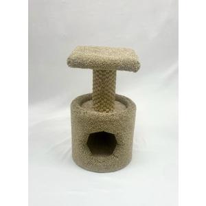 GIA Furniture Series 2-in-1 Cat Scratching Post with Perch & Hideaway - Carpeted Cat Tower with Sisal Rope for Scratching, Climbing, and Lounging - Ideal for Small & Medium Cats