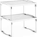 ums Kitchen Shelves Cabinet Organizer, Stackable Freezer Rack, Cupboard Box Organizer, Shelf Riser, Usable Storage Rack for Spice, Fridge Shelf Riser (12x11 inch), Pack of 2
