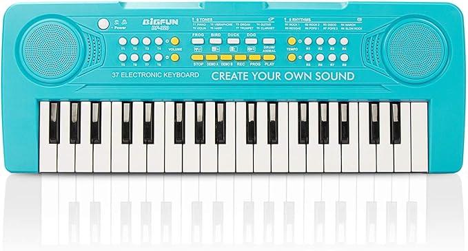 Keyboard Piano for Kids, BIGFUN 37 Keys Toddler Piano Multifunction Music Educational Instrument Toy, Electronic Kids Keyboard for 37 Year Old Girls and Boys (Blue)