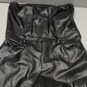 Womens PU Leather Jumpsuit Sexy Off the Shoulder Top Tight Waist Cargo Pants Bodysuit (Large, Black)