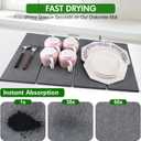 Stone Dish Drying Mat for Kitchen Counter, Foldable Diatomaceous Earth Large Dry Mats Grey 24"16"