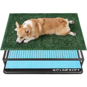 Grass Potty for Dogs with Tray, Artificial Grass Pet Litter Box for Medium & Small Dogs, Puppy Porch Toilet for Patio, Indoor & Outdoor Use (30.71" L × 19.69" W × 3.15" H)