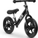 Bixe Balance Bike - 30.5 cm (12") Training Bikes for Kids and Toddlers - 1.8kg (4lbs) Kids' Balance Bike - Children Ages 3, 4, 5 - No Pedal Push Bicycle for Boys or Girls - Black