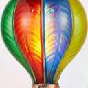 TERESA'S COLLECTIONS Hot Air Balloon Solar Lantern for Garden Decor ,Flickering Flame Hanging Solar Light for Outdoor ,Colorful Plastic Lamp for Yard Tree Gift for Mom