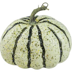 DuHouse Artificial Green Pumpkin Fall Decoration, 5.0" x 5.9" Faux Harvest Pumpkin with Rustic Stem and Speckled Finish for Autumn Table Decor, Thanksgiving Centerpiece