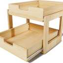 Pull Out Cabinet Organizer, 14''W21''D Sliding Drawers for Cabinets, 2 Tier Soft Close Slide Out Wooden Pull out Drawers, Base Cabinet Organization for Kitchen, Pantry, Bathroom