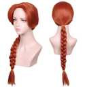 ColorGround Long Braided Reddish Brown Heat Resistant Costume Wig for Fiona Cosplay
