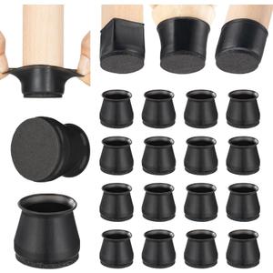 Aneaseit Chair Leg Floor Protectors - 16 pcs Black - Felt Bottom Silicone Pads - Floor Protectors for Chairs - Rubber Caps for Hardwood Floors - Furniture Feet Sliders - Medium