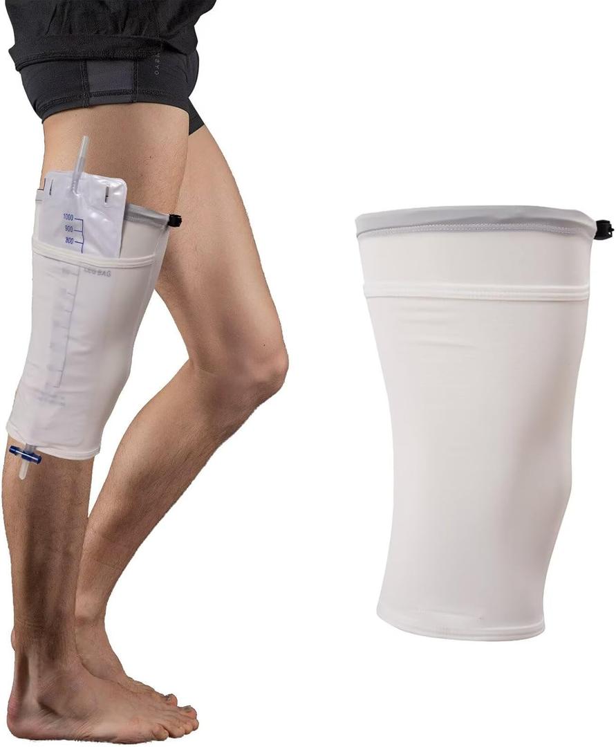 Catheter Leg Bag Holder, Catheter Sleeve Urine Leg Bag Fix Catheter Sleeves, Foley Catheter Bag Holder Leg Strap, Urinary Drainage Bag Cover for Men & Women, Patented Product, M