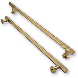khtumeware 10 Inch Hole Center 5 Pack,Brushed Brass Cabinet Pulls Heavy Duty Soild Warm Brass Kitchen Drawer Handles Cabinet Hardware for Cupboard Drawer Handles Dresser Pulls