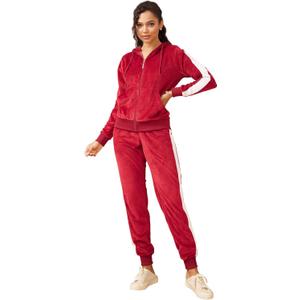 Gary Com 2 PCS Outfits Women's Fleece Sherpa Lined Sweatsuits Long Sleeve Hoodie and Sweat Pants Winter Warm Tracksuit Set LARGE