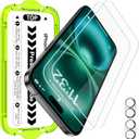 Esanik [2+2 Pack for iPhone 16 Tempered Glass Screen Protector & Camera Lens Cover - Military-Grade 9H Hardness, HD Clear, Anti-Scratch, Flawless Fit Tray