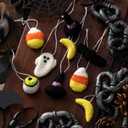 12 Pcs Halloween Felt Ornaments Happy Halloween Mini Tree Ornaments for Party Cute Felt Decorations for Indoor Outdoor Tree Decor Party Supplies