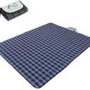 Wind Tour Family Outdoor Waterproof Durable Picnic Blankets with Carry Strap,Foldable 5070.9 inch Sandproof Beach Mat for Kids Playground Camping Park Hiking Grass Travelling (1, Navy Blue)