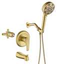Brushed Gold Shower Faucet Set with Tub Spout Tub and Shower Faucet Set Complete with Handheld Shower Head Shower Combo Set Shower System with Tub Spout Tub and Shower Trim Kit