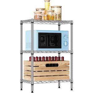IZEUK 3 Tier Heavy Duty Steel Storage Shelves, Metal Shelf Wire Shelving Rack for Pantry, Kitchen, Cloakroom or Office Organization (13.8" D x 23.6" W x 35.5" H, 750LBS, Chrome)