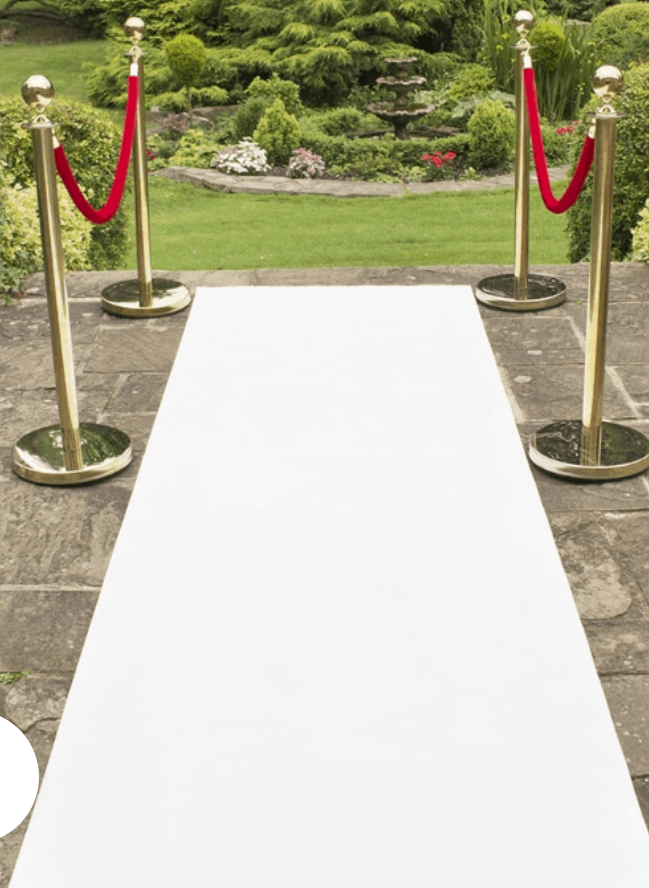 White Floral Lace Aisle Runner 100ft