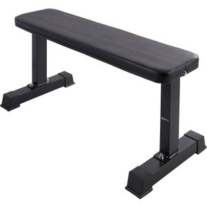 Sturdy Flat Weight Bench for Home Gym, Strength Training, Stable Assembly, Black