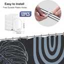 Yookeb Abstract Blue Mid Century Bathroom Shower Curtain 60W by 71H Inch Minimalist Aesthetic Modern Contemporary Plant Leaves Vintage Polyester Fabric 12 Plastic Hooks Waterproof Decor