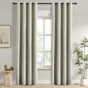DONREN 100% Blackout Curtains 90 Inches Long Thermal Insulated, Soft Linen Grommet Blackout Drapes for Bedroom, 2 Panels 52Wx90L, Cream