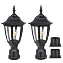 FUDESY Outdoor Post Lights, Electric Exterior Lamp Post Light Fixture with Pier Mount Base, LED Bulb Included, Anti Corrosion Plastic Materials, 2-Pack Pole Lanterns for Garden, Patio, Pathway (Black)