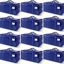 12 Pack Extra Heavy Duty Large Moving Bags with Strong Zipper & Carrying Handles, Sturdy Clothes Storage Bags Totes Bins, Packing Bag Move Boxes College Moving Supplies, Dark Blue - 24 gal