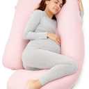 Momcozy Pregnancy Pillows for Sleeping, U Shaped Full Body Maternity Pillow for Side Sleeping - Support for Back, Legs, Belly, HIPS, 57 Inch, Pink