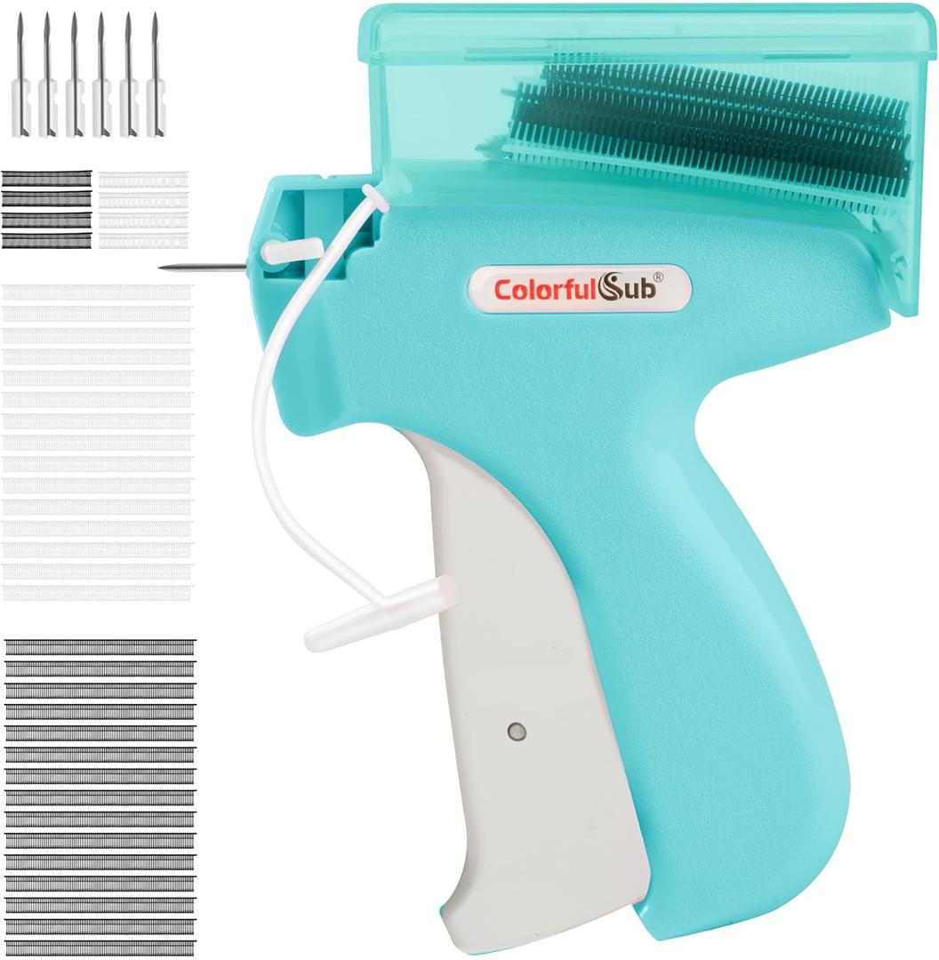 Stitch gun for clothes, Handheld quick stitch sewing gun clothing fixer with storage box, Tagging gun for clothing sewing kit includes 6 needles and 3000 fasteners (Blue)