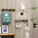 2 Pack Coat Hooks Wall Mount,Wooden Wall Hat Rack with 4 Hooks for Hanging Coat,Bag,Towel(Brown)