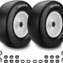 UPGRADED13x5.00-6 Flat Free Lawn Mower Tire and Wheel, 13x5.00-6 Zero Turn Mower Front Solid Tire With 3/4" & 5/8" Grease Bushing and 3.25"-5.9" Adjustable Centered Hub by Cenipar (13x5.00-6)