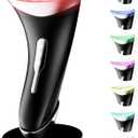 7 Color Light Therapy Facial Massager with Adjustable Vibration and Thermals for Wrinkles, Double Chin, Red Light Skin Care Tool with Base, Black