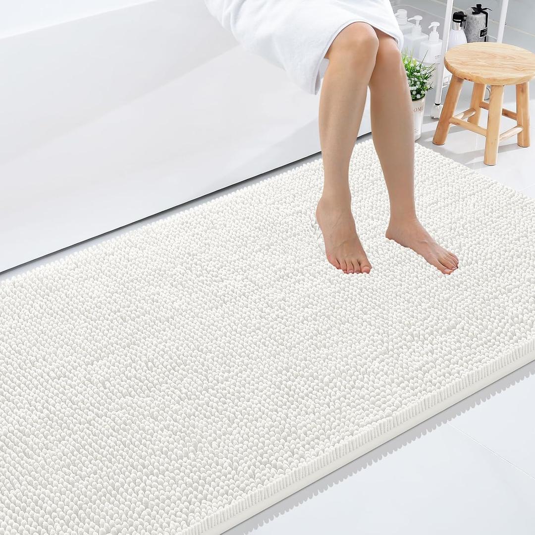 Smiry Bathroom Rugs 71X47, Luxury Chenille Extra Soft Absorbent Bath Mat