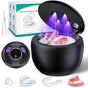 Upgraded Ultrasonic Retainer Cleaner Machine, 45kHz Ultrasonic Dentures Cleaner for Night Guards, Braces, Aligner, Toothbrush, Jewelry and More, 200ML Capacity, Black, Pack of 1
