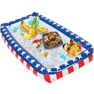 Patriotic Inflatable Serving Bar Ice Buffet Cooler Salad Serving Trays - 4th of July Party Supplies, Independence Day Fourth of July Party BBQ Cooler Indoor Outdoor Picnic Pool Party by 4E's Novelty